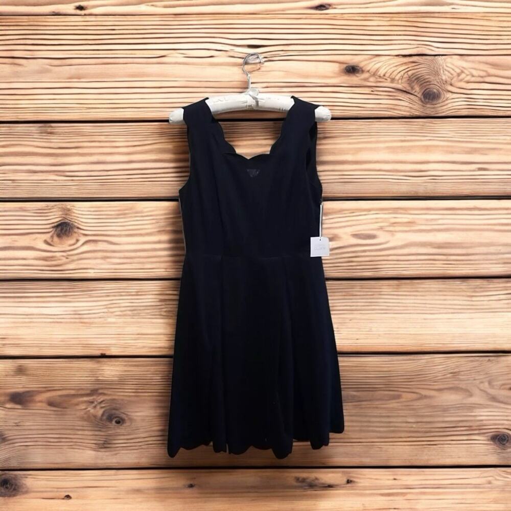 Sigrid Olsen Womens Linen A Line Dress Size M Scalloped Neckline & Hem Blue NWT